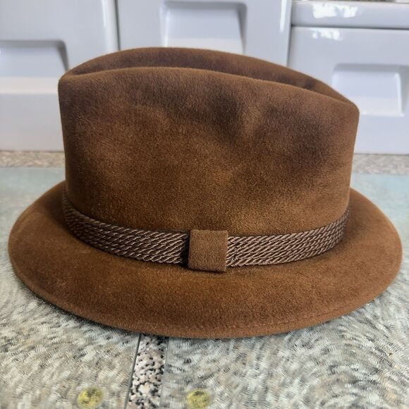 Vintage 1979 Dobbs Fifth Ave New York Fedora Hat Men's 7 1/8 Brown Fur Felt - Picture 4 of 16